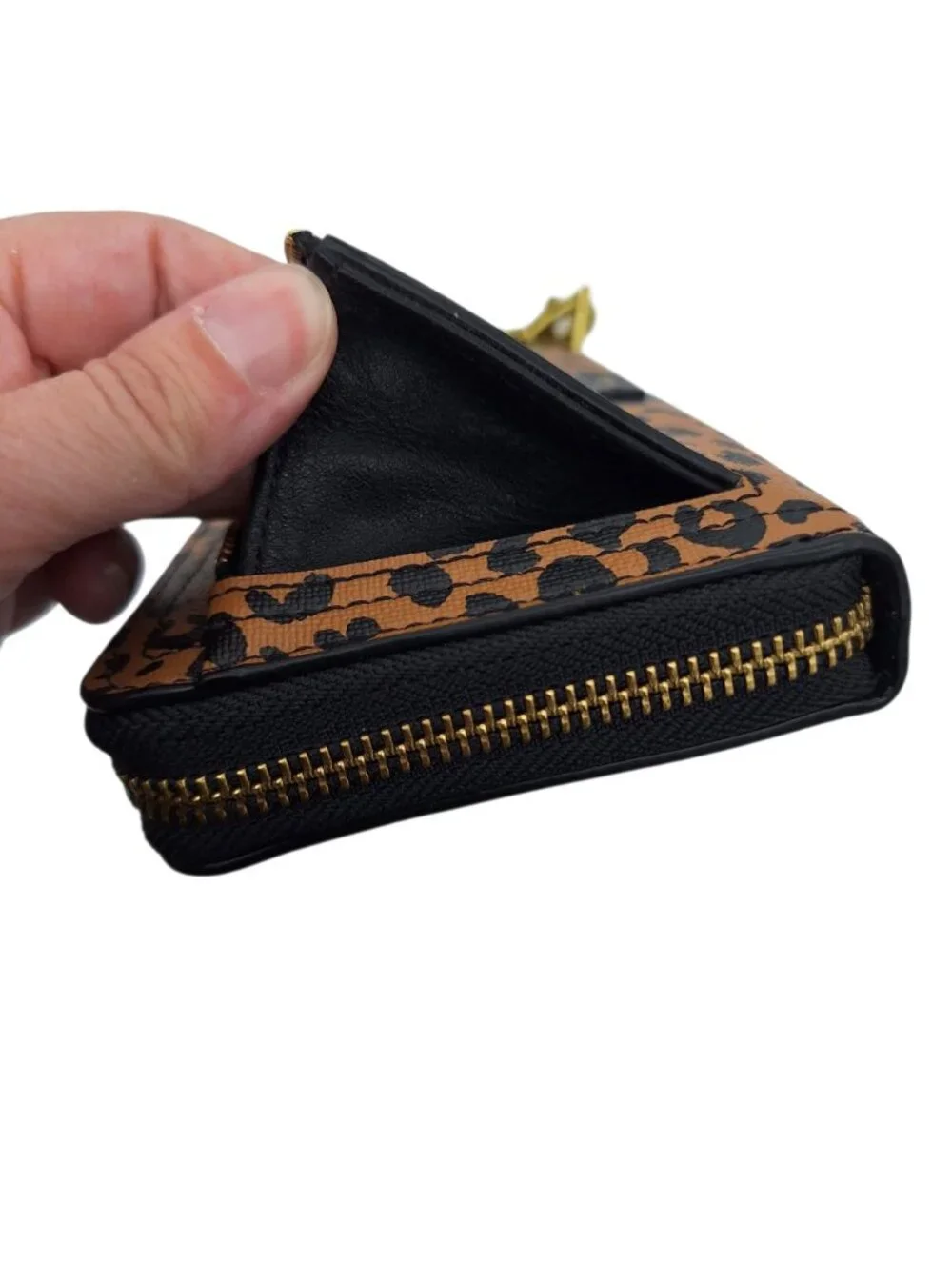 Fossil Logan Full Zip Around Leopard Print Wallet Clutch